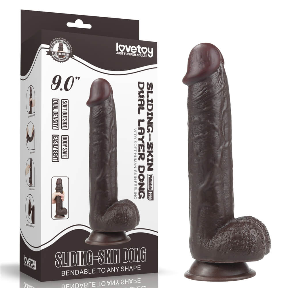 Dương vật giả Lovetoy SLIDING SKIN DONG 9inch - Black