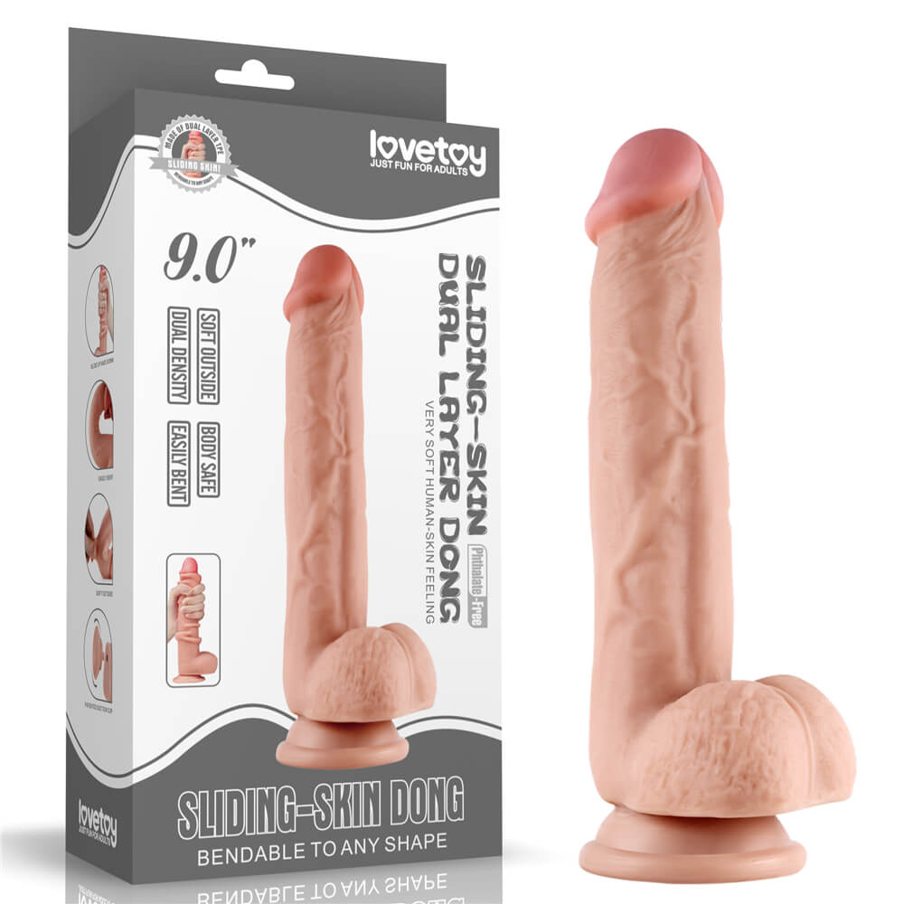 Dương vật giả Lovetoy SLIDING SKIN DONG 9inch - Flesh